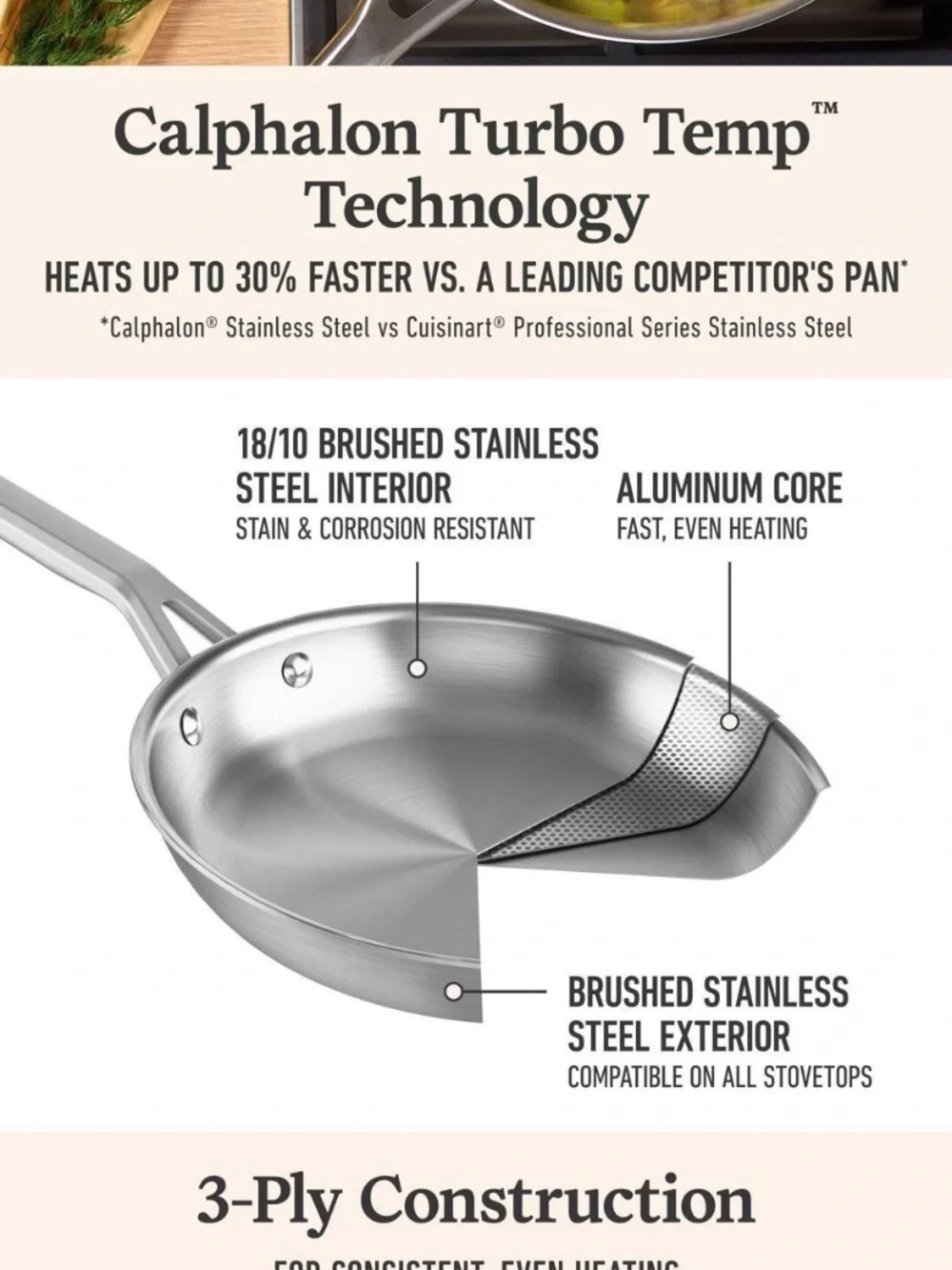 Calphalon Brushed Stainless Steel Set 6pc  - Silver